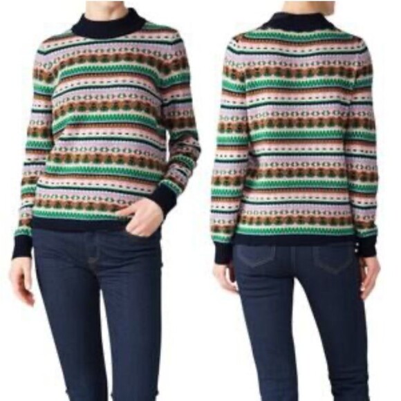 J. Crew Women's Mock Neck Fair Isle Nordic Holiday Sweater  Size S  Colorful - Picture 1 of 12